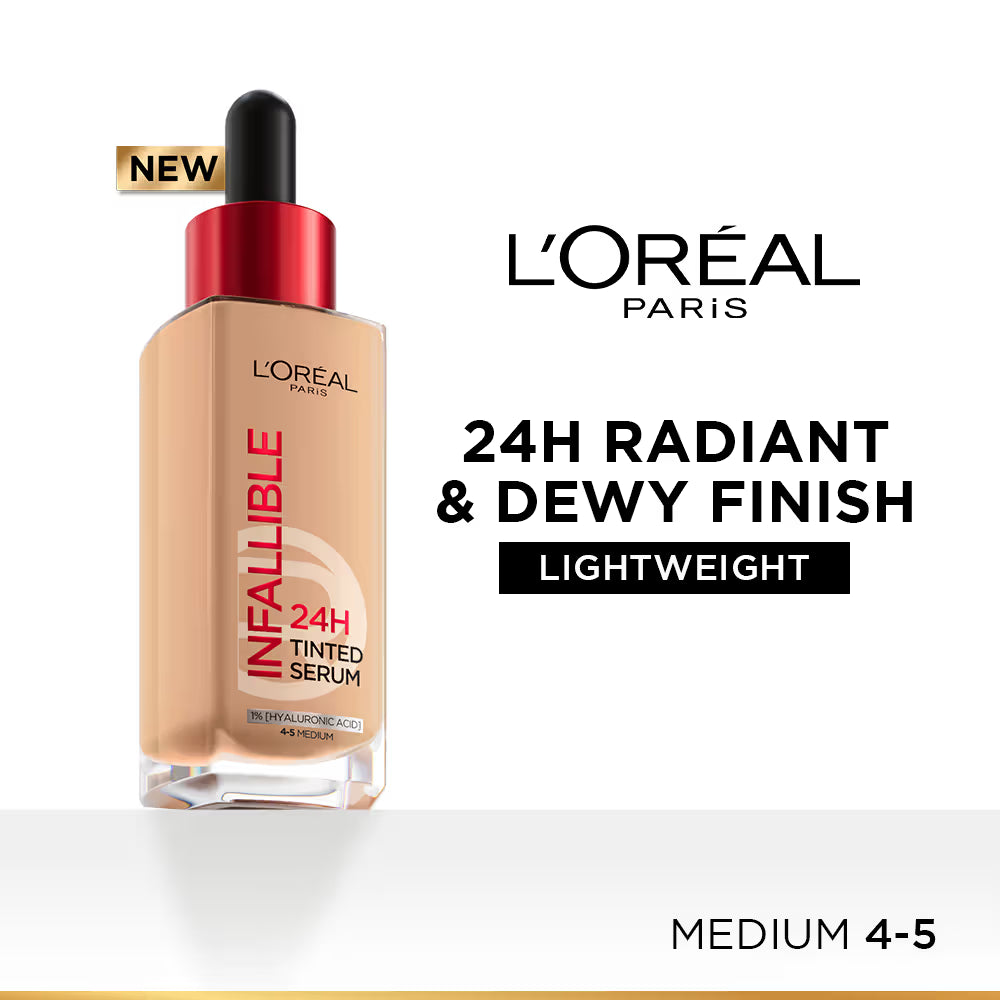 L’Oreal Paris Infallible 24H Tinted Serum Foundation, Lightweight, Dewy & Radiant