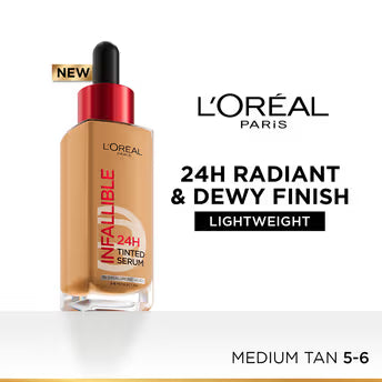 L’Oreal Paris Infallible 24H Tinted Serum Foundation, Lightweight, Dewy & Radiant