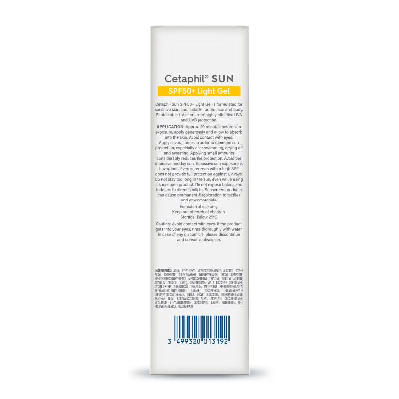 Cetaphil Sun SPF 50+ Light Gel Very High Protection Mineral Base for All Skin Types, Sensitive Skin