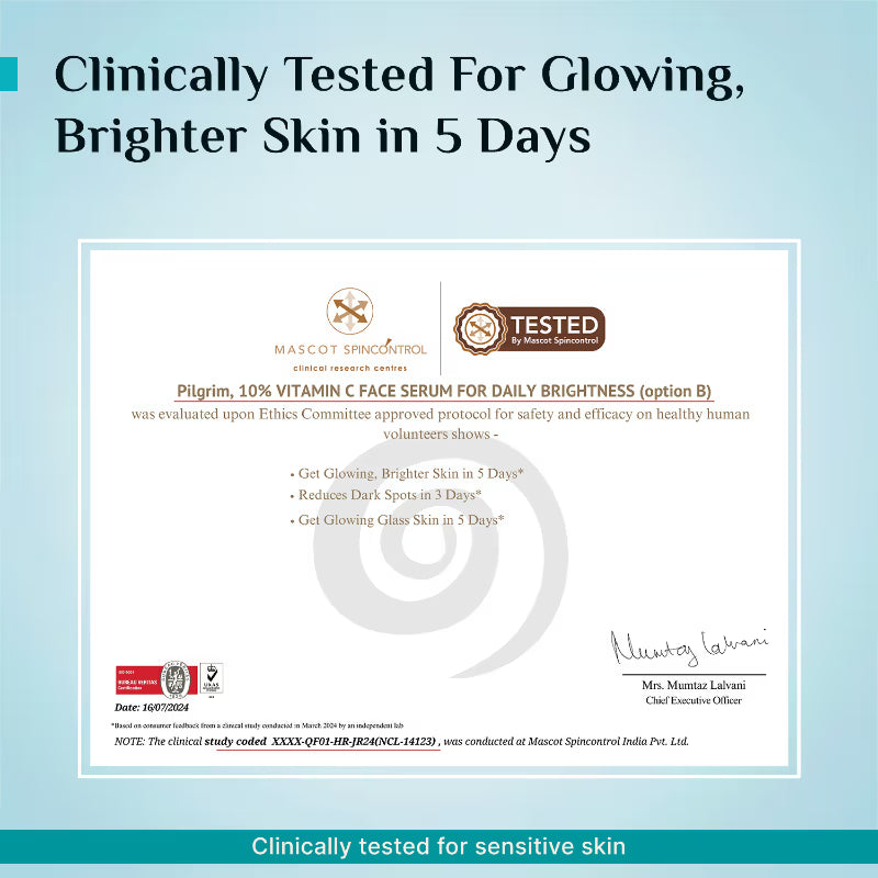 Pilgrim 10% Vitamin C Face Serum For Daily Brightness 5% Niacinamide