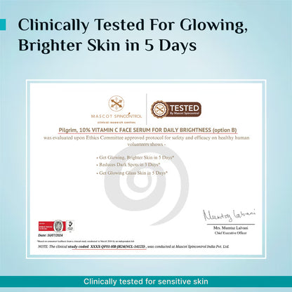 Pilgrim 10% Vitamin C Face Serum For Daily Brightness 5% Niacinamide