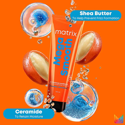 Matrix Mega Smooth Anti-Frizz Conditioner with Shea butter- 4-Days Frizz Control