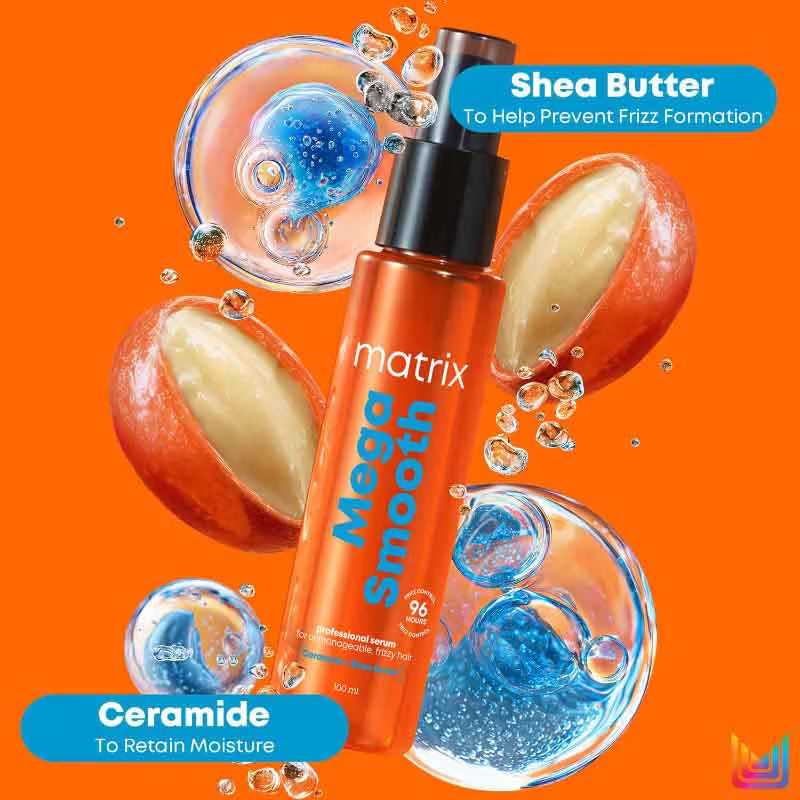 Matrix Mega Smooth Anti-Frizz Serum with Shea butter & Ceramides & 4-Days Frizz Control