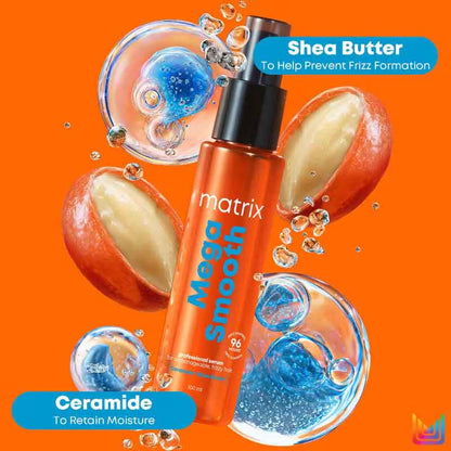 Matrix Mega Smooth Anti-Frizz Serum with Shea butter & Ceramides & 4-Days Frizz Control
