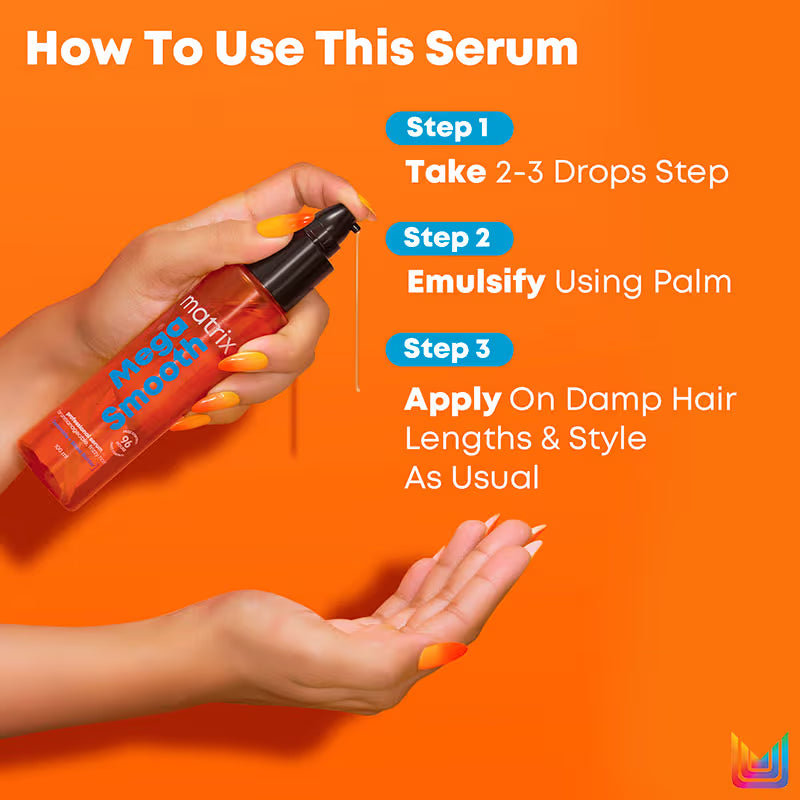 Matrix Mega Smooth Anti-Frizz Serum with Shea butter & Ceramides & 4-Days Frizz Control