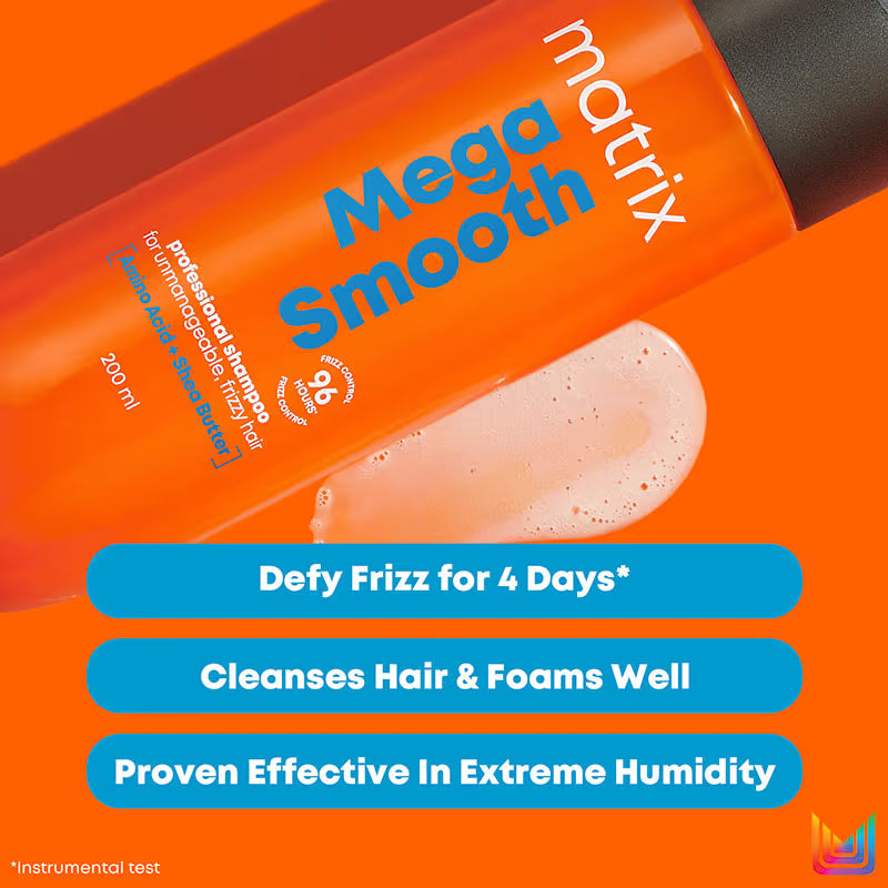 Matrix Mega Smooth Anti-Frizz Shampoo with Shea butter - 4-Days Frizz Control