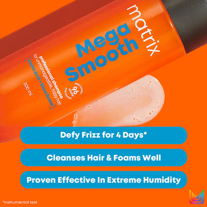Matrix Mega Smooth Anti-Frizz Shampoo with Shea butter - 4-Days Frizz Control