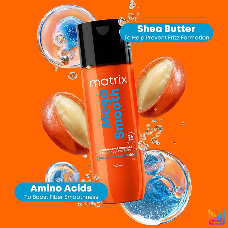 Matrix Mega Smooth Anti-Frizz Shampoo with Shea butter - 4-Days Frizz Control