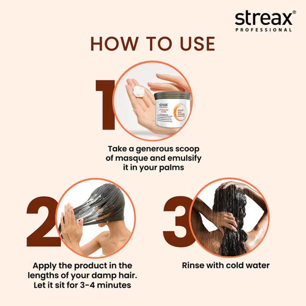 Streax Professional Vitariche Care Repair Max Hair Masque Biovit-A-OX For Healthy Hair