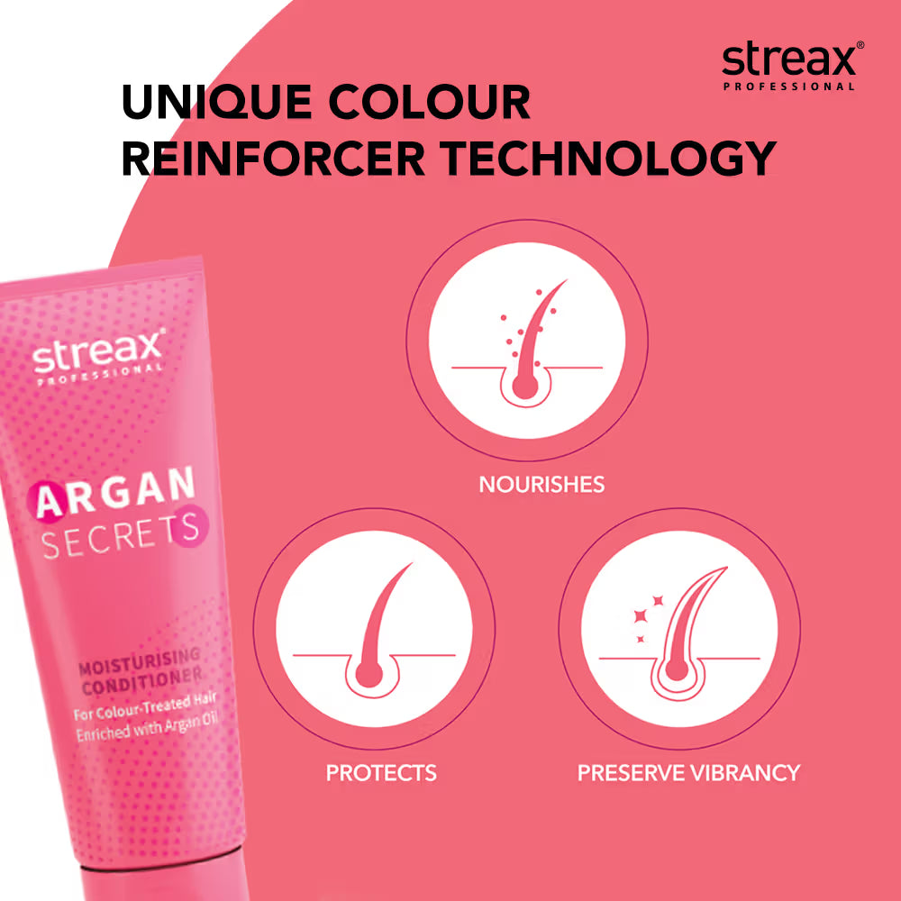 Streax Professional Argan Secrets Moisturising Conditoner For Colour - Treated Hair Enriched With Argan Oil