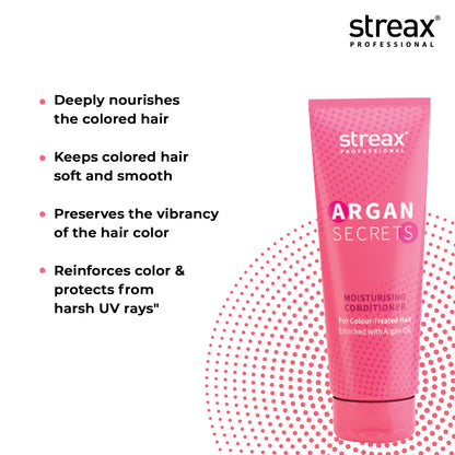 Streax Professional Argan Secrets Moisturising Conditoner For Colour - Treated Hair Enriched With Argan Oil