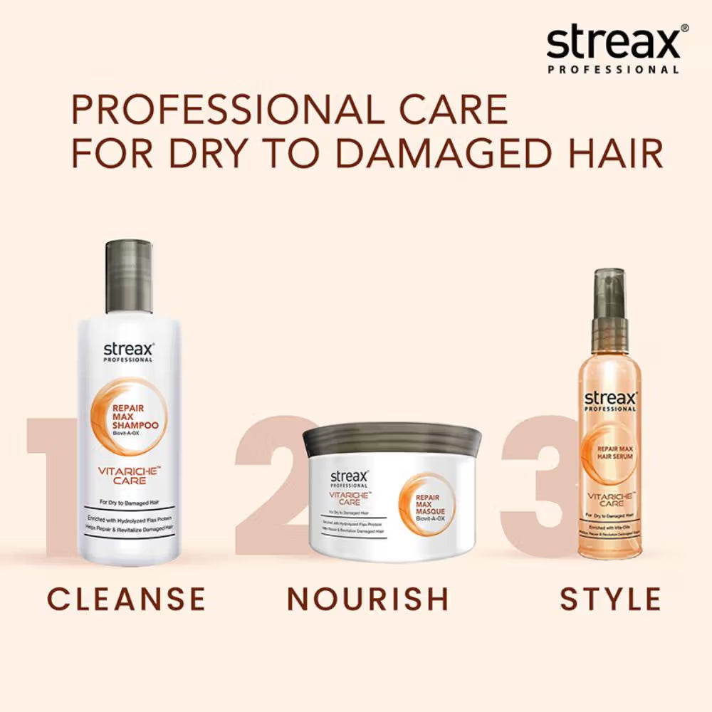 Streax Professional Vitariche Care Repair Max Shampoo For Dry, Damaged Hair