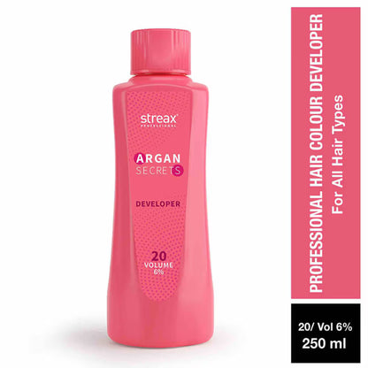 Streax Professional Developer 20 Volume 6% For Hair Color With Argan Secrets Colourant
