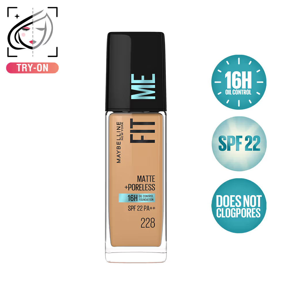 Maybelline New York Fit Me Matte+Poreless 16H Oil Control Foundation With SPF 22 PA++