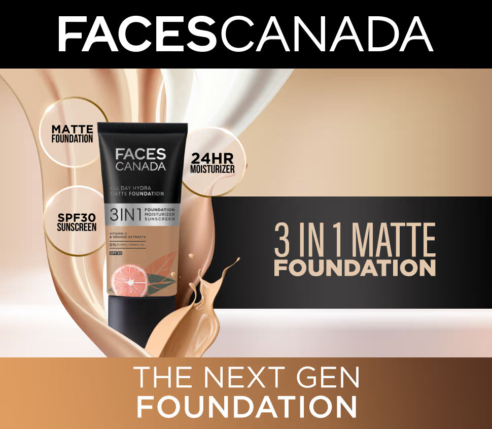 Faces Canada 3In1 All Day Hydra Matte Foundation + Moisturizer + SPF 30