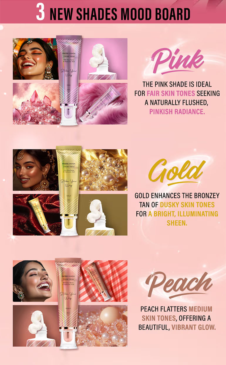 Faces Canada Strobe Cream,  - Primer + Highlighter + Moisturizer With Hyaluronic Acid