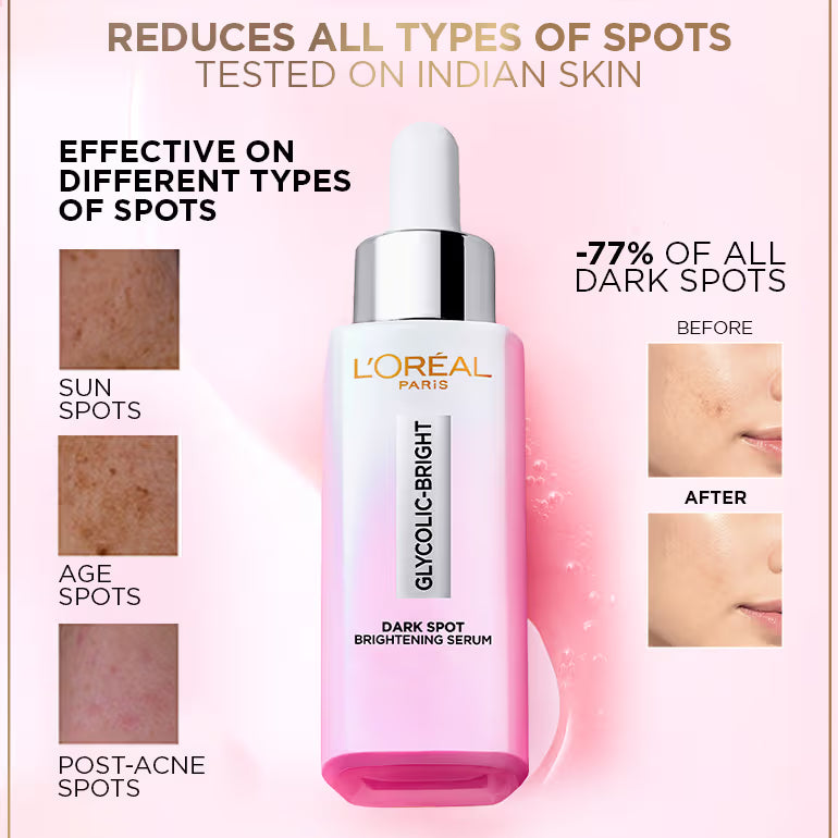 L'Oreal Paris Glycolic Bright 8% [Melasyl + Niacinamide] Face Serum for Brightening Dark Spots