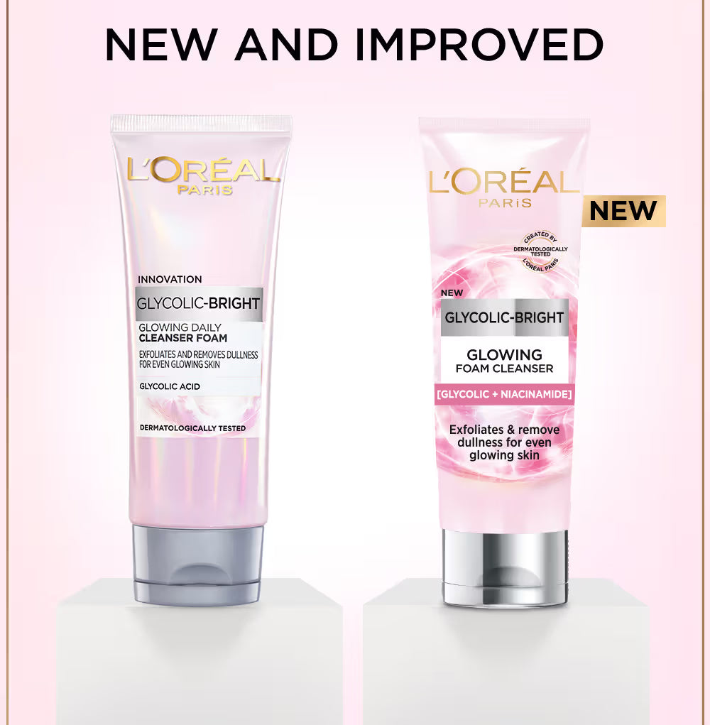 L'Oreal Paris Glycolic Bright Daily Foaming Face Cleanser With Glycolic Acid For Dull Skin