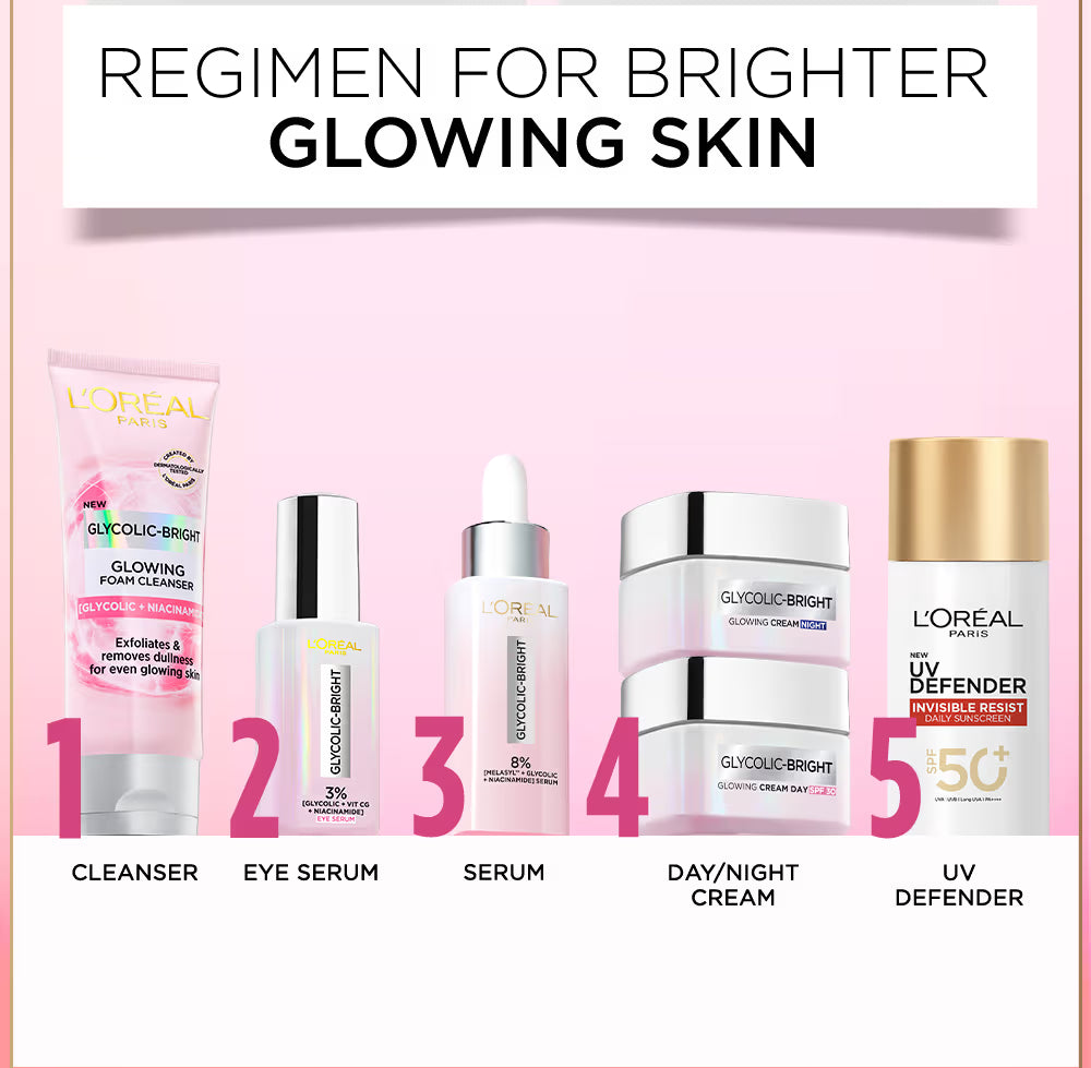 L'Oreal Paris Glycolic Bright Daily Foaming Face Cleanser With Glycolic Acid For Dull Skin