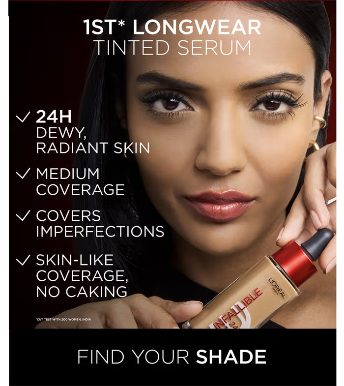 L’Oreal Paris Infallible 24H Tinted Serum Foundation, Lightweight, Dewy & Radiant