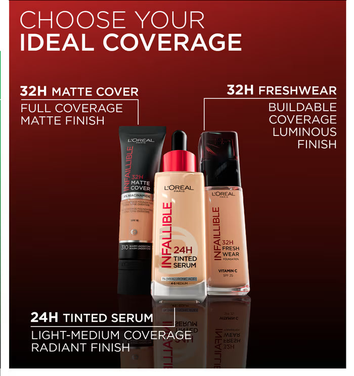 L’Oreal Paris Infallible 24H Tinted Serum Foundation, Lightweight, Dewy & Radiant