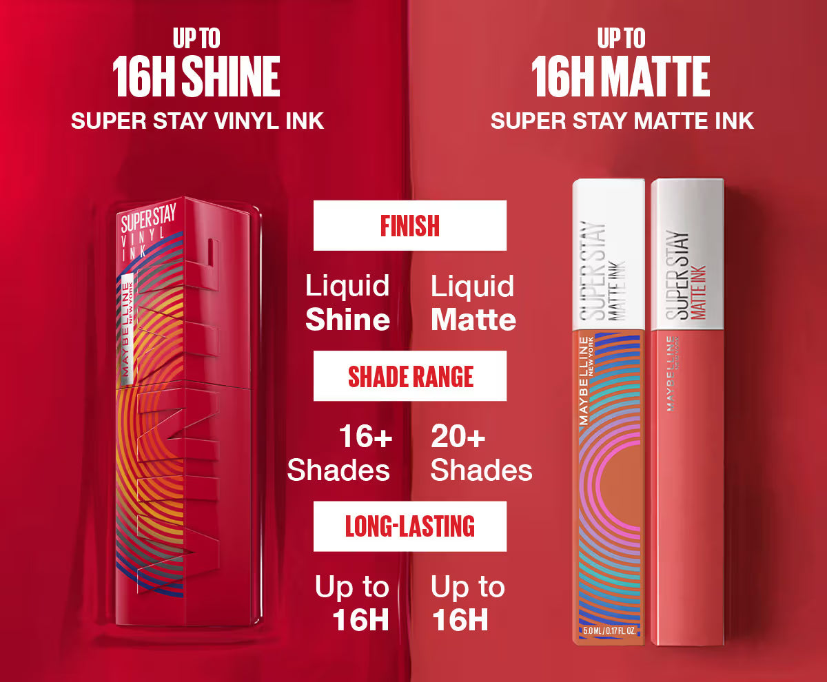 Maybelline New York Super Stay Vinyl Ink Liquid Lipstick, Instant Shine Lasts Up To 16H