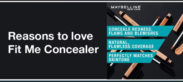 Maybelline New York Fit Me Concealer, Oil-free Liquid Concealer for Oily & Dry Skin