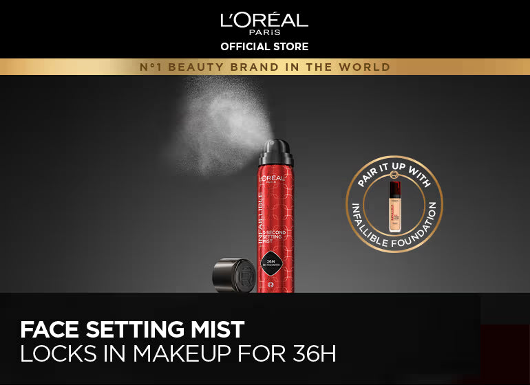 L'Oreal Paris Infallible 3-Second Setting Spray, 36hr Long Lasting Makeup