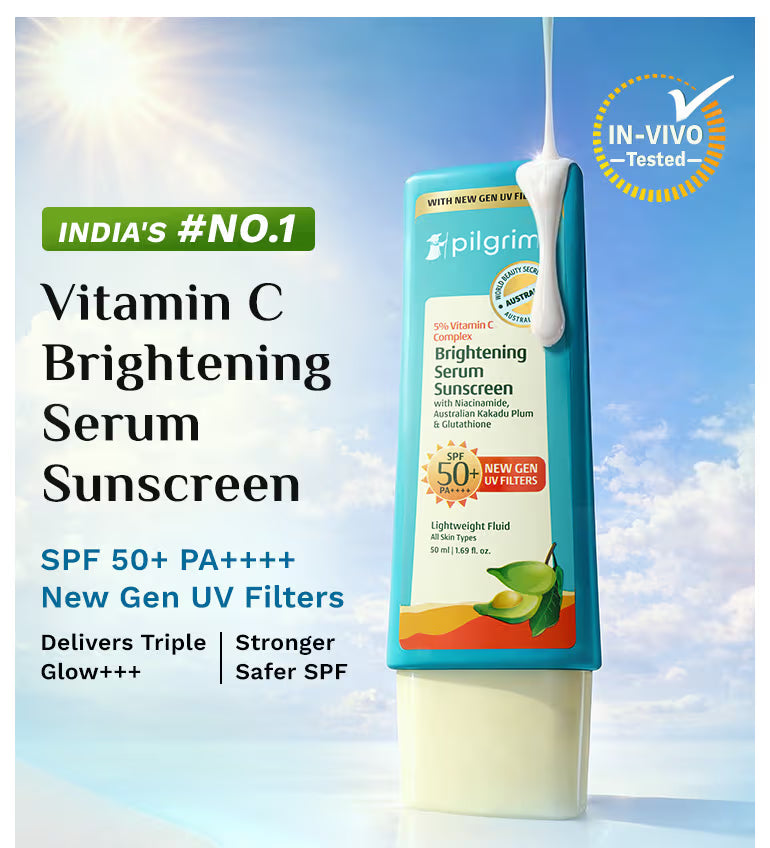 Pilgrim 5% Vitamin C Complex Brightening Serum Sunscreen SPF50+PA++++ In-Vivo tested