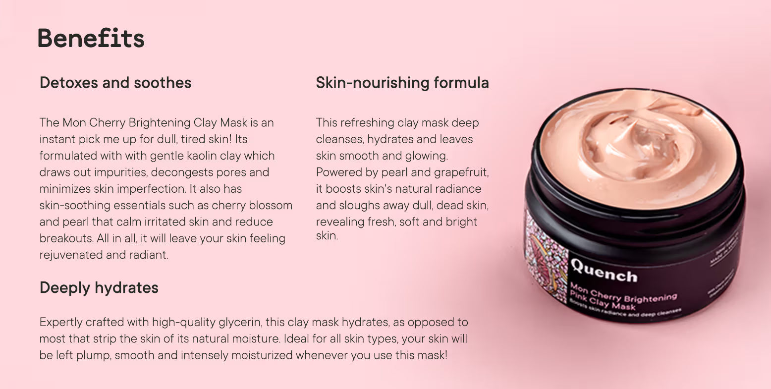 Quench Mon Cherry Brightening Pink Clay Mask