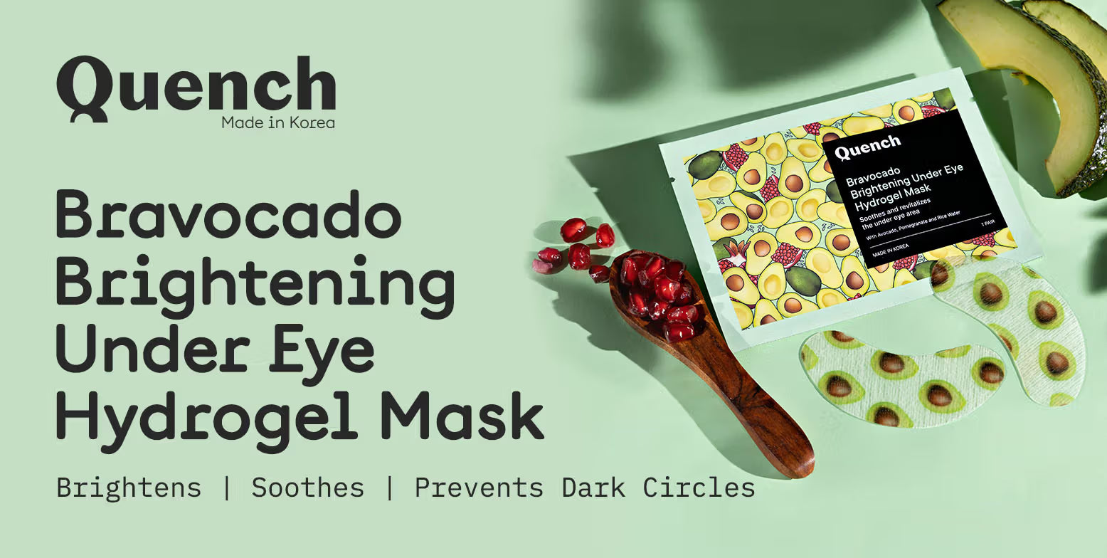 Quench Brightening Under Eye Hydrogel Mask for Dark Circle & Puffiness Reduction -Vit E & Avocado