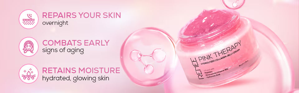 RENEE Pink Therapy Hydrolyzed Collagen Overnight Sleeping Jelly Mask for Antiaging & Hydrated Skin