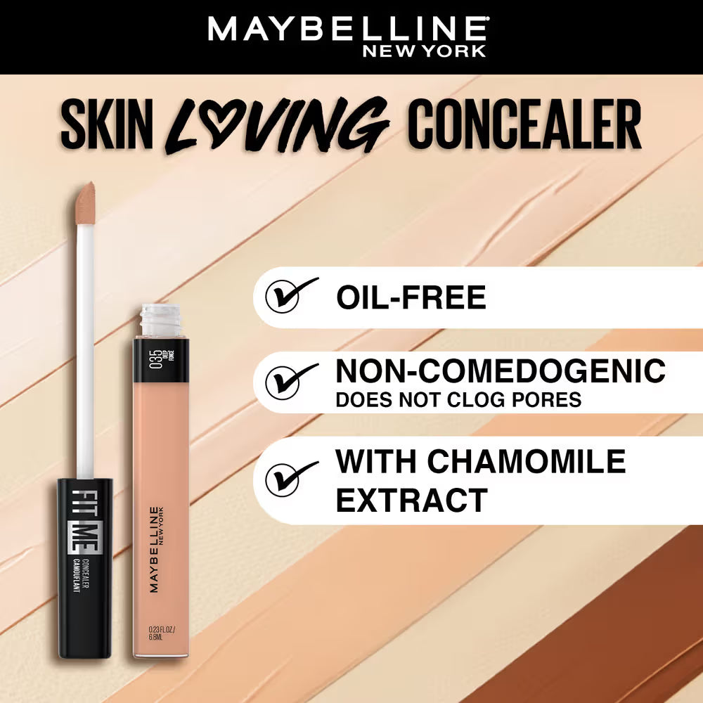 Maybelline New York Fit Me Concealer, Oil-free Liquid Concealer for Oily & Dry Skin
