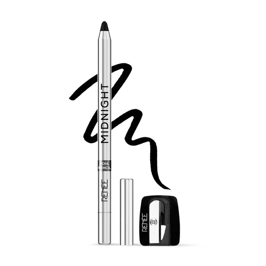 Renee Cosmetics Midnight Kohl Pencil, Waterproof, Smudge-proof, All-Day Kajal with Sharpener