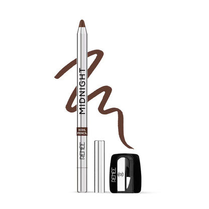 Renee Cosmetics Midnight Kohl Pencil, Waterproof, Smudge-proof, All-Day Kajal with Sharpener
