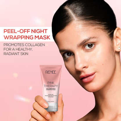 RENEE Pink Therapy Collagen Night Wrapping Face Mask For Young Skin, Hyaluronic Acid Infused
