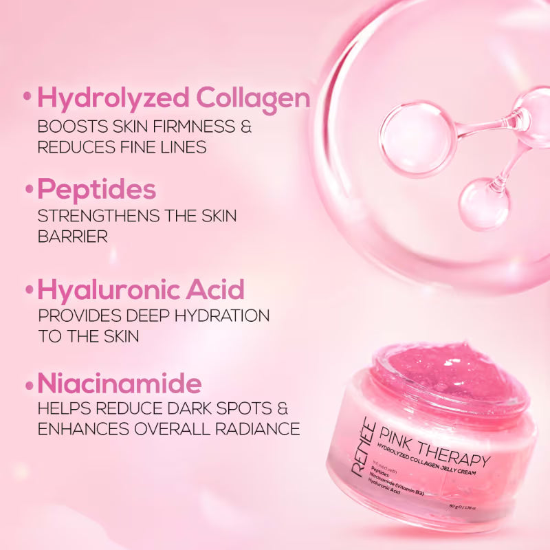 RENEE Pink Therapy Hydrolyzed Collagen Overnight Sleeping Jelly Mask for Antiaging & Hydrated Skin
