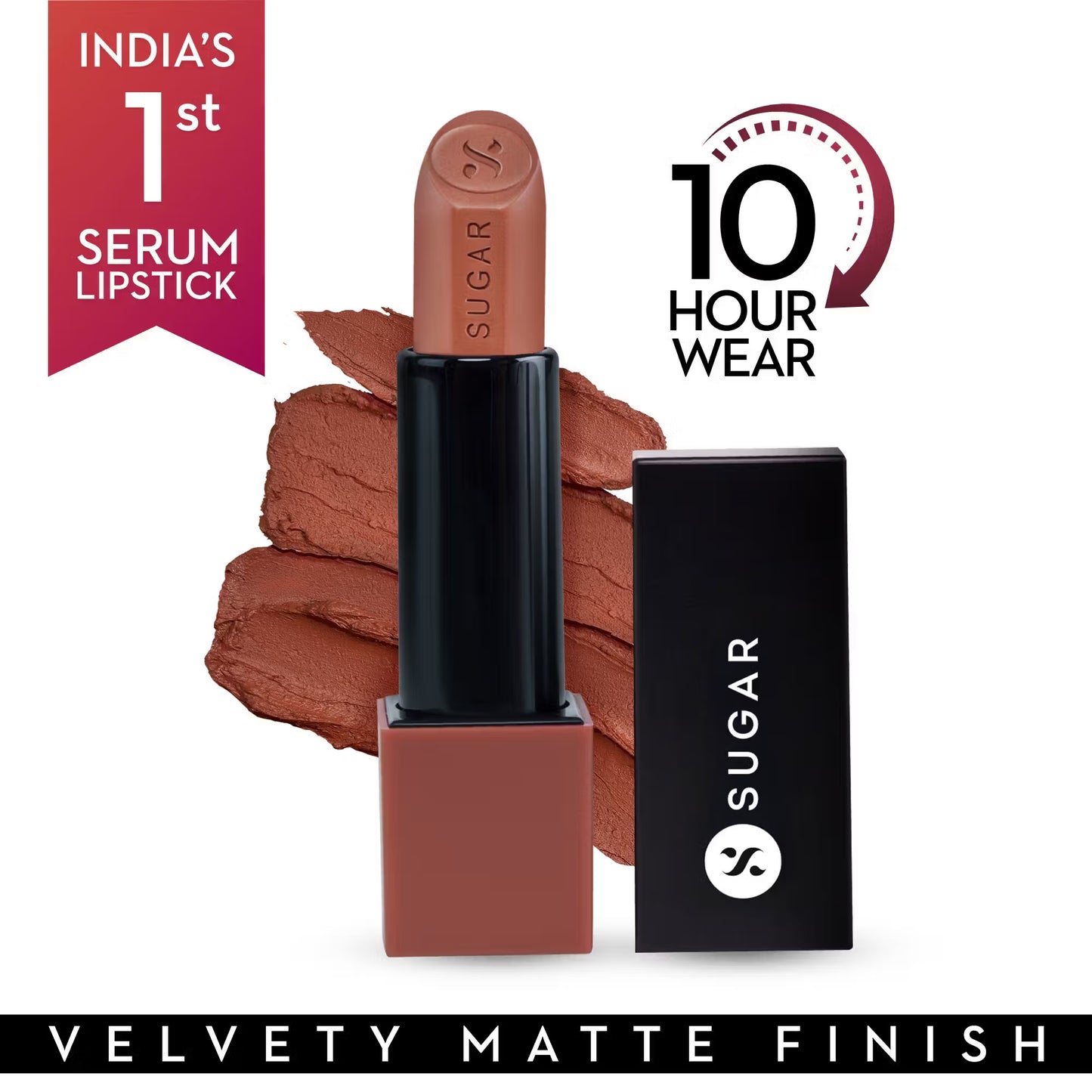 SUGAR Glide Peptide Serum Lipstick with Vitamin E |1 Swipe Full Coverage