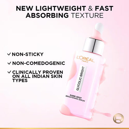 L'Oreal Paris Glycolic Bright 8% [Melasyl + Niacinamide] Face Serum for Brightening Dark Spots