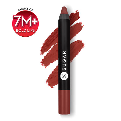 SUGAR Matte As Hell Crayon Lipstick With Free Sharpener,Lasts Up To 8+ Hours