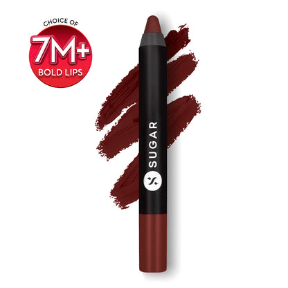 SUGAR Matte As Hell Crayon Lipstick With Free Sharpener,Lasts Up To 8+ Hours