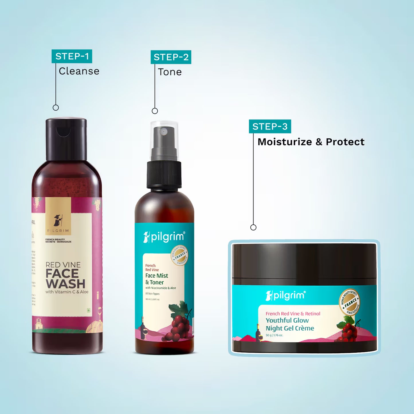 Pilgrim Red Vine Night Gel Creme with Retinol Mulberry