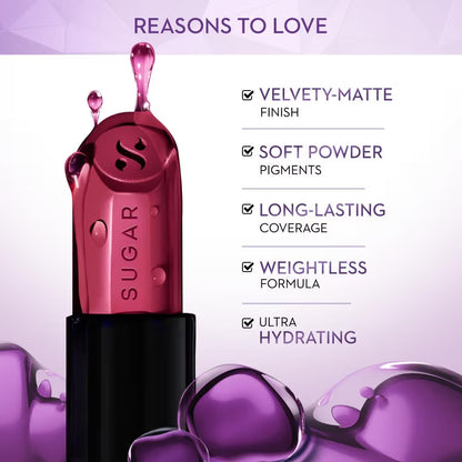 SUGAR Glide Peptide Serum Lipstick with Vitamin E |1 Swipe Full Coverage