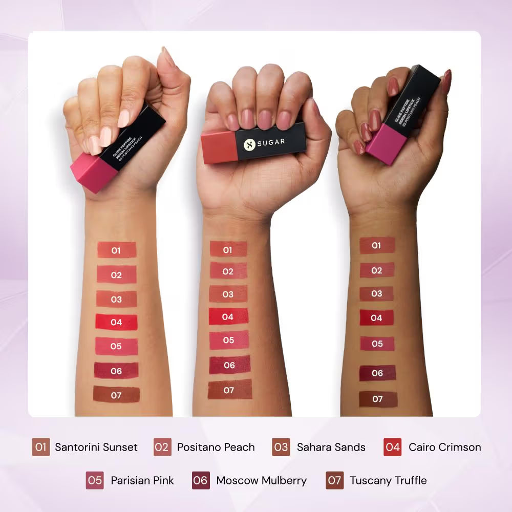 SUGAR Glide Peptide Serum Lipstick with Vitamin E |1 Swipe Full Coverage
