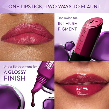 SUGAR Glide Peptide Serum Lipstick with Vitamin E |1 Swipe Full Coverage