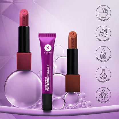 SUGAR Glide Peptide Serum Lipstick with Vitamin E |1 Swipe Full Coverage
