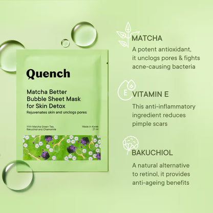 Quench Korean Bubble Sheet Mask with Matcha Green Tea