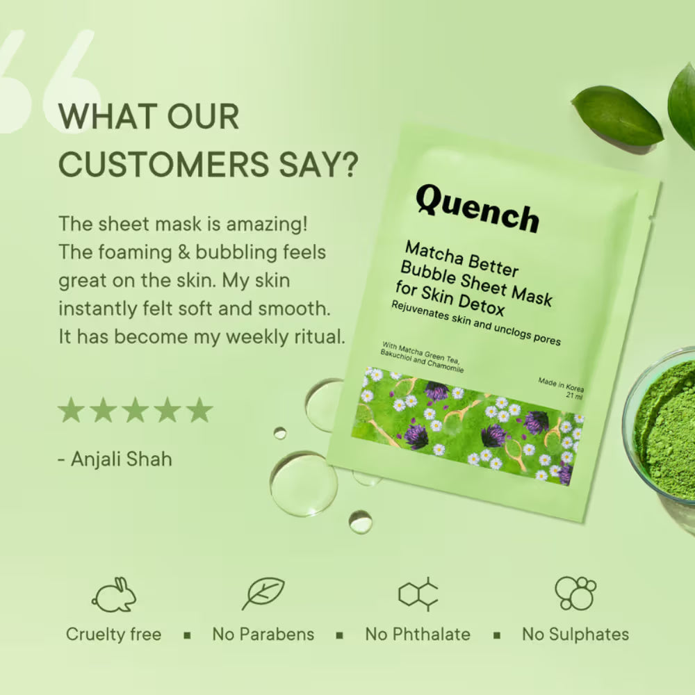 Quench Korean Bubble Sheet Mask with Matcha Green Tea