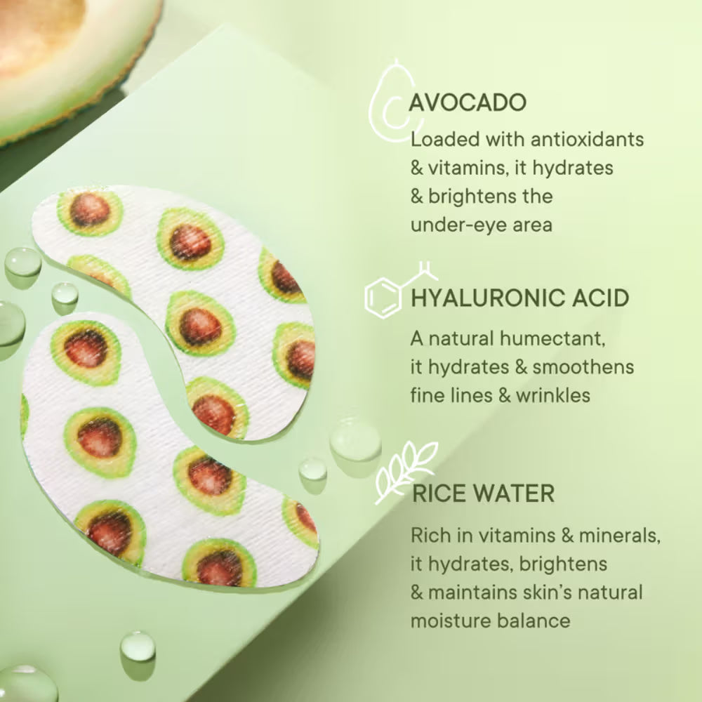 Quench Brightening Under Eye Hydrogel Mask for Dark Circle & Puffiness Reduction -Vit E & Avocado