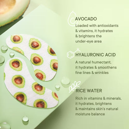 Quench Brightening Under Eye Hydrogel Mask for Dark Circle & Puffiness Reduction -Vit E & Avocado